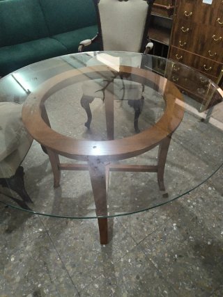 Mesa redonda cristal y madera