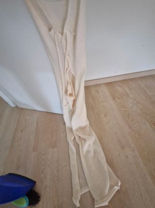 Vestido largo beige de punto