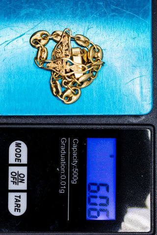 Pulsera eslabón calabrote con rombo calado oro 18k