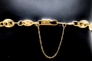 Pulsera eslabón calabrote con rombo calado oro 18k