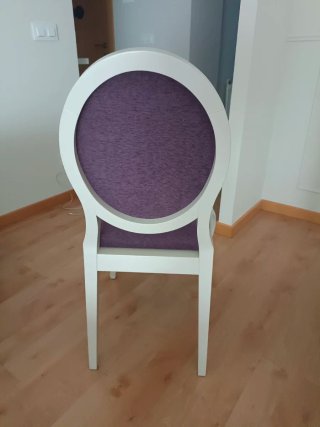 4 sillas de comedor moradas y crema