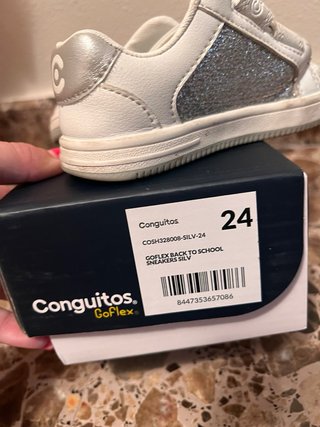 Zapatillas niña Conguitos blancas con purpurina