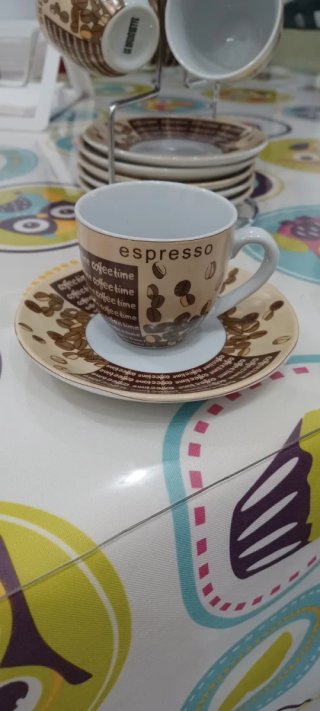Set 6 tazzine/piattini caffè espresso con supporto