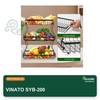 VINATO frutero metal 3 niveles negro