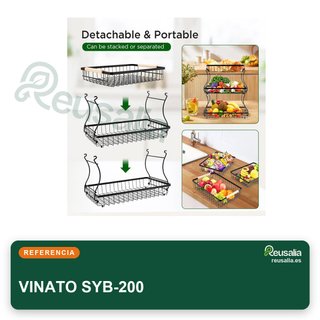 VINATO frutero metal 3 niveles negro