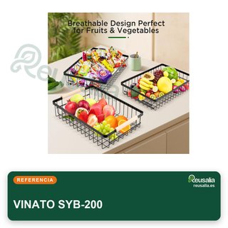 VINATO frutero metal 3 niveles negro