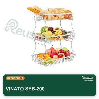 VINATO frutero metal 3 niveles negro