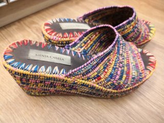 Sandalias cuña Menta Canela multicolor