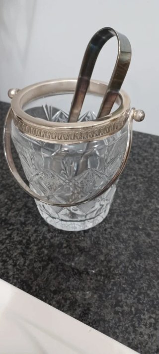 Secchiello Ghiaccio Cristallo + Pinza Argento