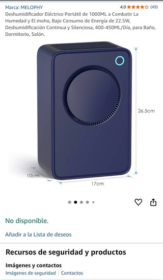 Deshumidificador Eléctrico Portátil 1000ML