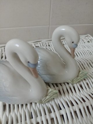 Pareja Cisnes Porcelana Porceval Valencia