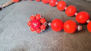Conjunto Vintage Collar y Pendientes Coral