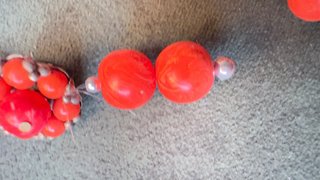 Conjunto Vintage Collar y Pendientes Coral