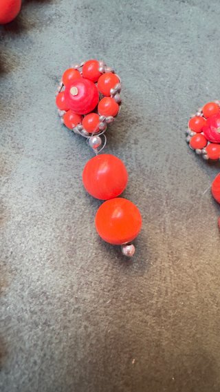 Conjunto Vintage Collar y Pendientes Coral