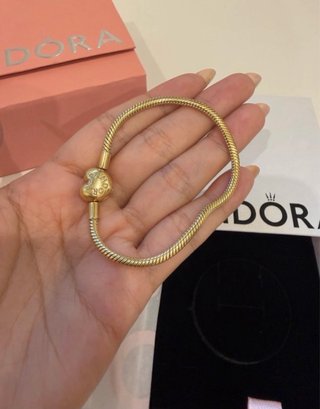 Pulsera Pandora Clásica Corazón Dorado