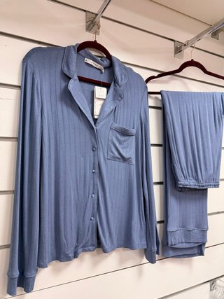 Pijama camisero algodón azul Talla M