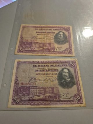 Billetes antiguos: 100 y 500 pesetas
