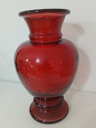 Grande Vaso Balaustro Vetro Rosso Rubino Vintage