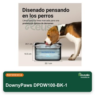 DownyPaws bebedero perro antigoteo 3L acero