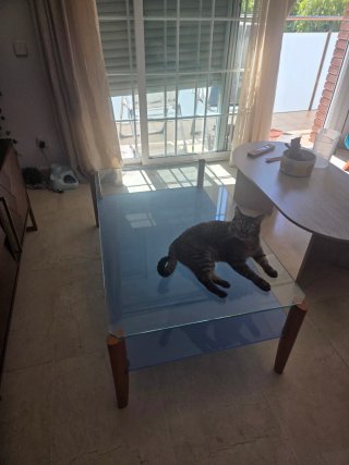 Mesita de salón cristal y madera