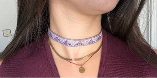 Collar Gargantilla Morado y Plateado