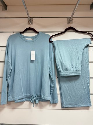 Conjunto pijama 2 piezas algodón azul L