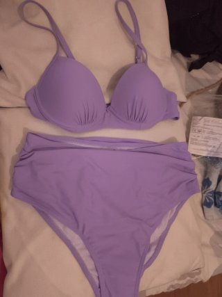 Bikini lila de talle alto