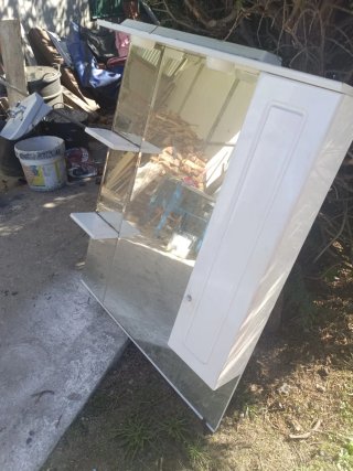 Mueble baño espejo blanco madera