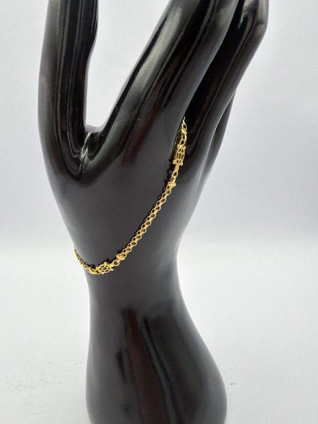 Pulsera oro 18k 3 tortugas eslabón plano