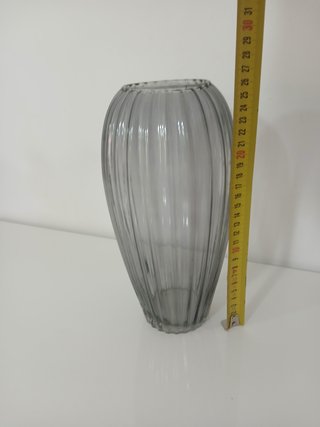 Vaso Vetro Grigio Fumé Coste Vintage