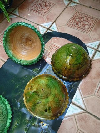 Macetas antiguas terracota esmaltada