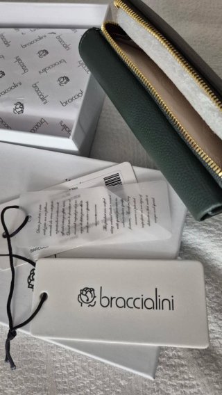Portafoglio Braccialini verde con dettagli oro