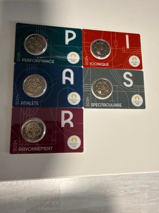 Lote 5 monedas 2€ Paris 2024 Juegos Olímpicos