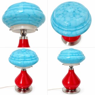 Candeeiro vintage opala azul e vermelho