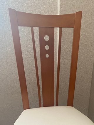 6 Sillas Comedor de madera asiento tapizado marfil
