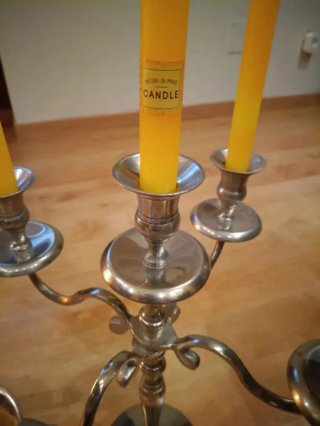 Candelabro 5 brazos metal plateado