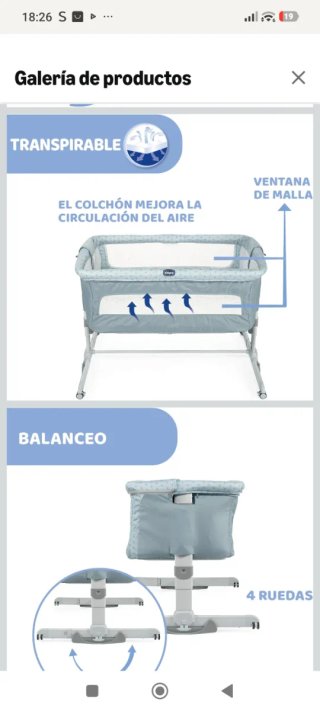 Minicuna Chicco gris