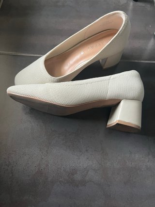 Zapatos Marypaz Tacon Ancho Beige Talla 36
