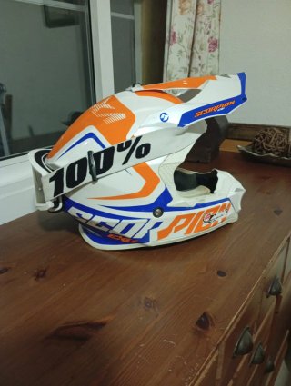 Casco Moto Scorpion 100% Blanco Naranja