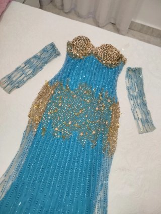Vestido Gitano Azul y Dorado CON COMPLEMENTOS!!