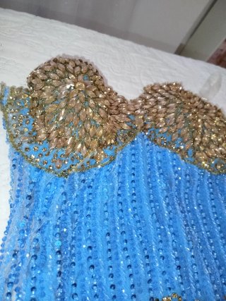 Vestido Gitano Azul y Dorado CON COMPLEMENTOS!!