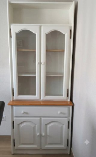 Muebles salón madera pino maciza pintados de blanc