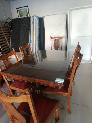 Mesa Roble Extensible + 6 Sillas