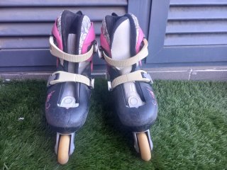 Patines en línea Oxelo rosas talla ajustable 32-34