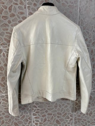 Giacca biker vera pelle leggera col.bianca vintage