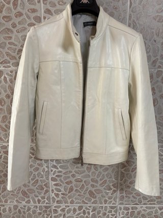 Giacca biker vera pelle leggera col.bianca vintage