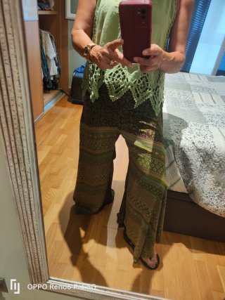 Pantalones Hippie Anchos Verdes Talla Única