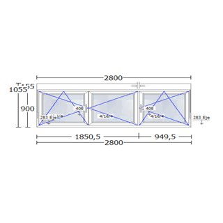 Ventana PVC CORTIZO 280x105,5 NUEVA