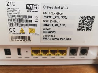 Router ZTE (de Más Móvil) con Fibra óptica