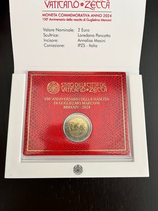 Vaticano 2 Euros 2024 Marconi Conmemorativa